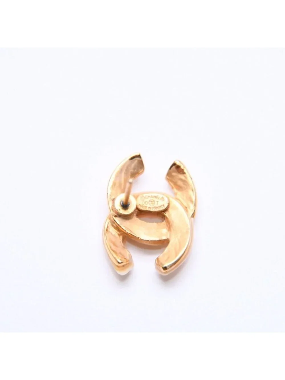 Chanel Earrings CC Logo 00 Gold Ivory Bicolor Metal